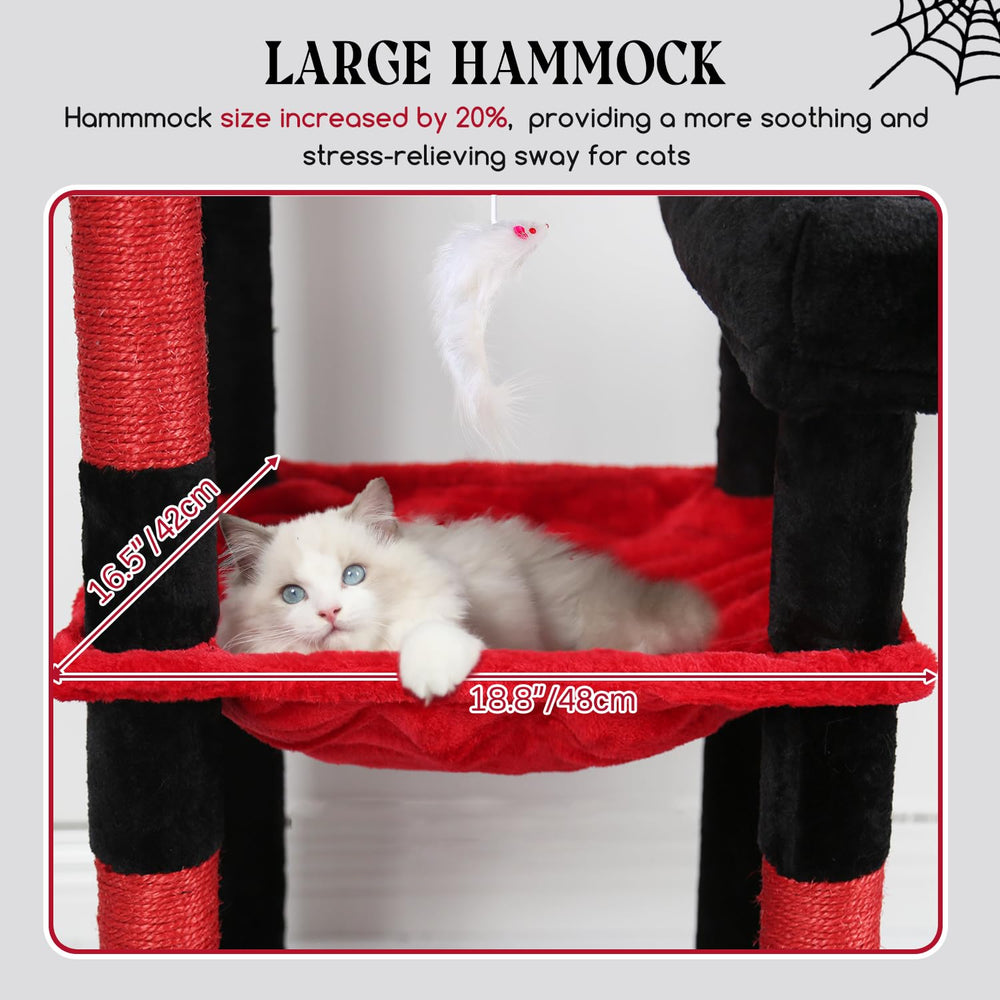 Globlazer cat tree with hanging toys for enrichment and play