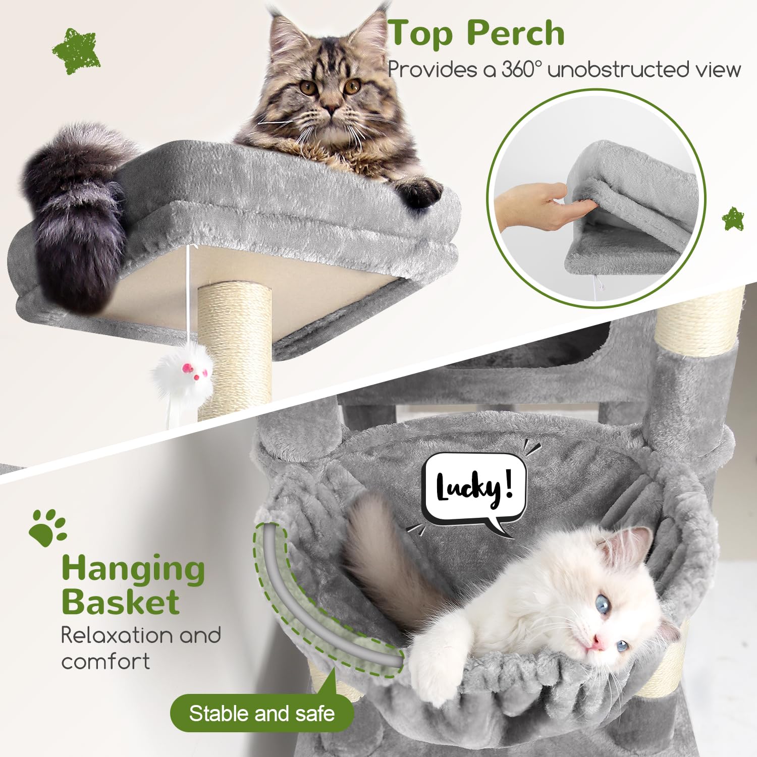 Globlazer extralarge cat tower condo close-up with three cozy condos for multi-cat households