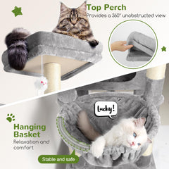 Globlazer extralarge cat tower condo close-up with three cozy condos for multi-cat households