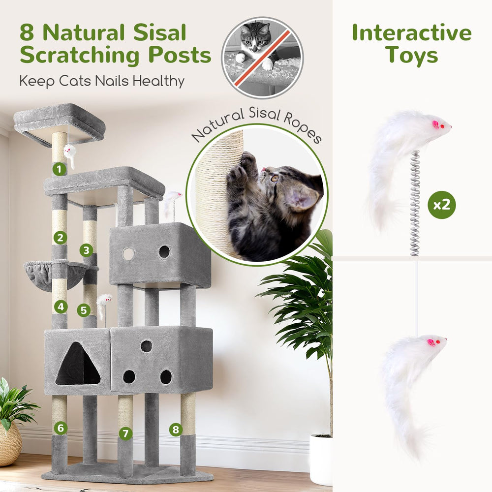 Globlazer extralarge cat tower light-grey finish sleek design that fits interiors