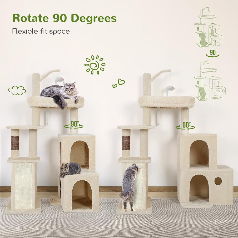 Globlazer F50 cat tower widened scratching board supports safe scratching and play.