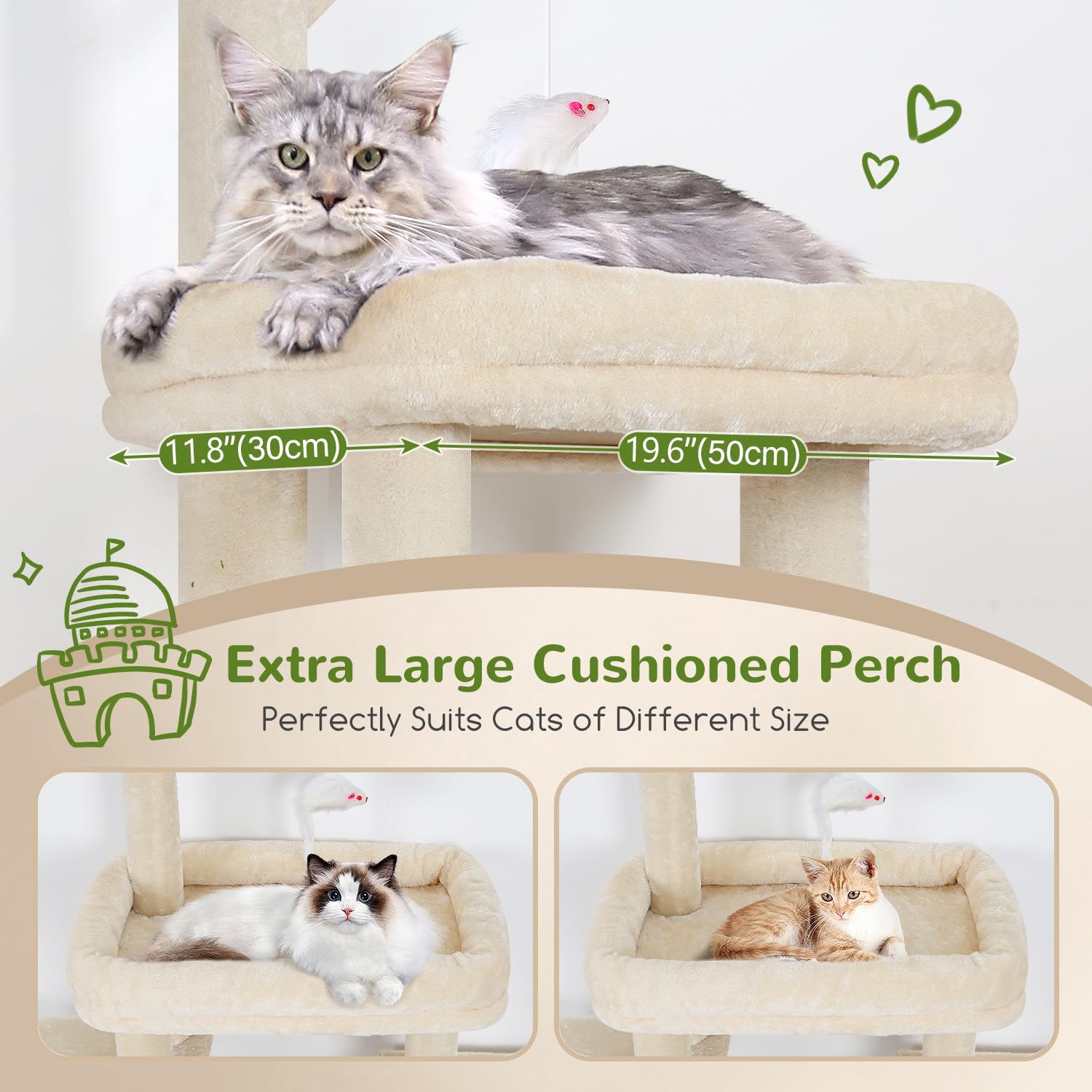 Globlazer F50 cat tower top perch with plush removable cover for warm lounging.