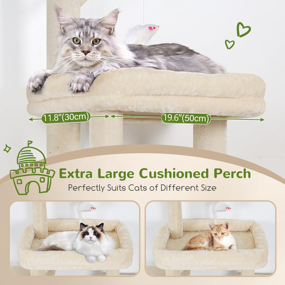 Globlazer F50 cat tower top perch with plush removable cover for warm lounging.