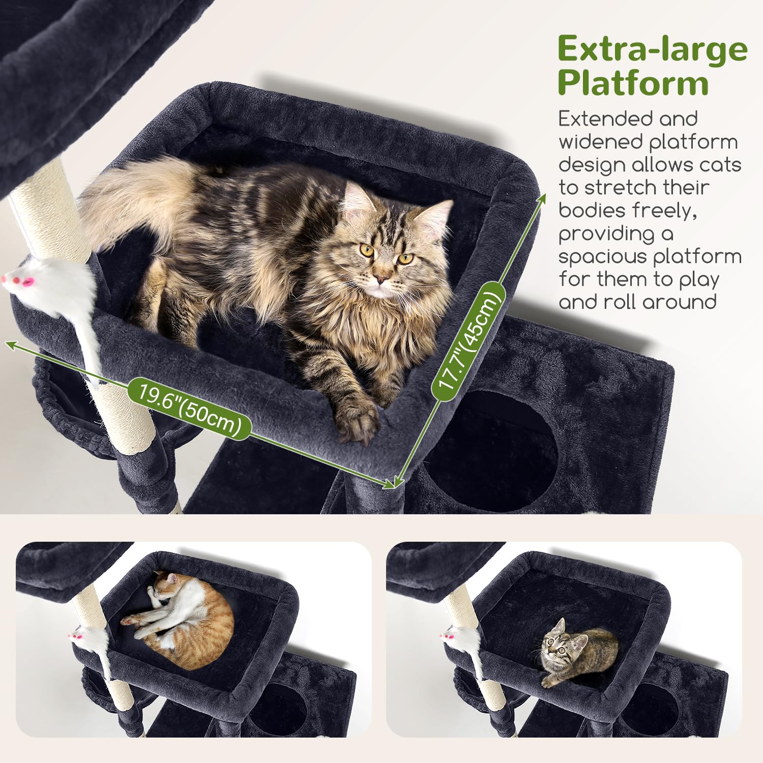 Globlazer F81 with three cat condos providing private spaces for multiple cats