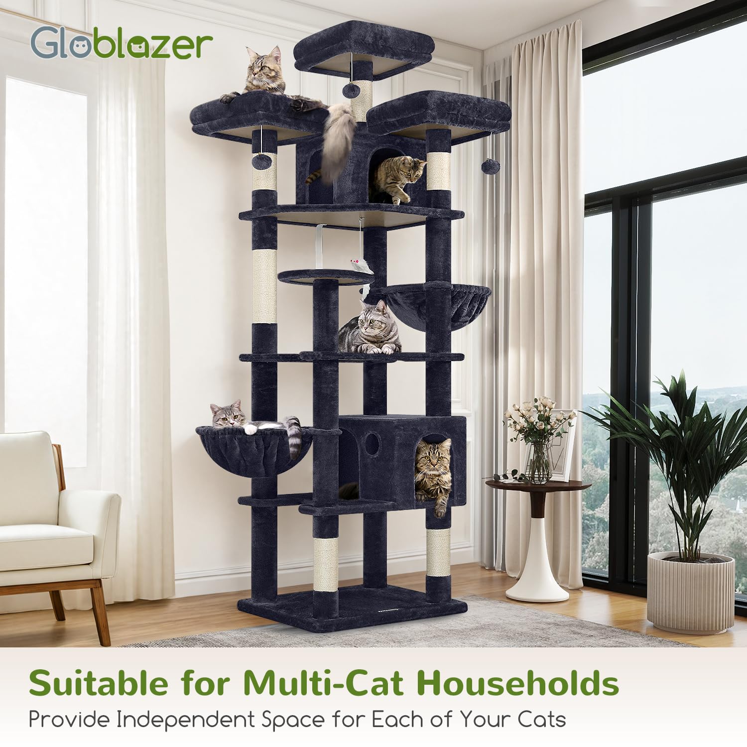 Globlazer F82 anti-tipping straps help keep the tower sturdy.