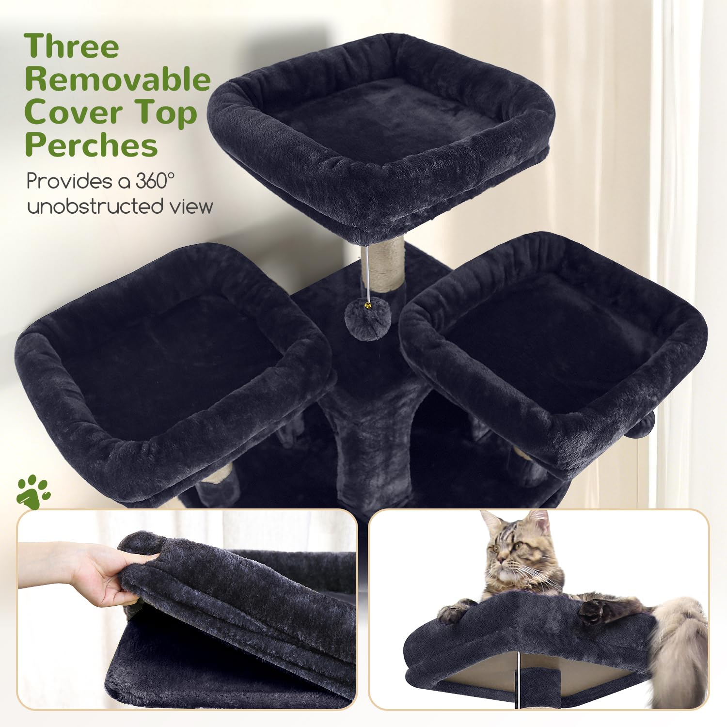 Globlazer F82 cat tree features six sisal posts for satisfying scratching instincts.