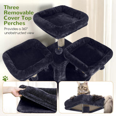 Globlazer F82 cat tree features six sisal posts for satisfying scratching instincts.