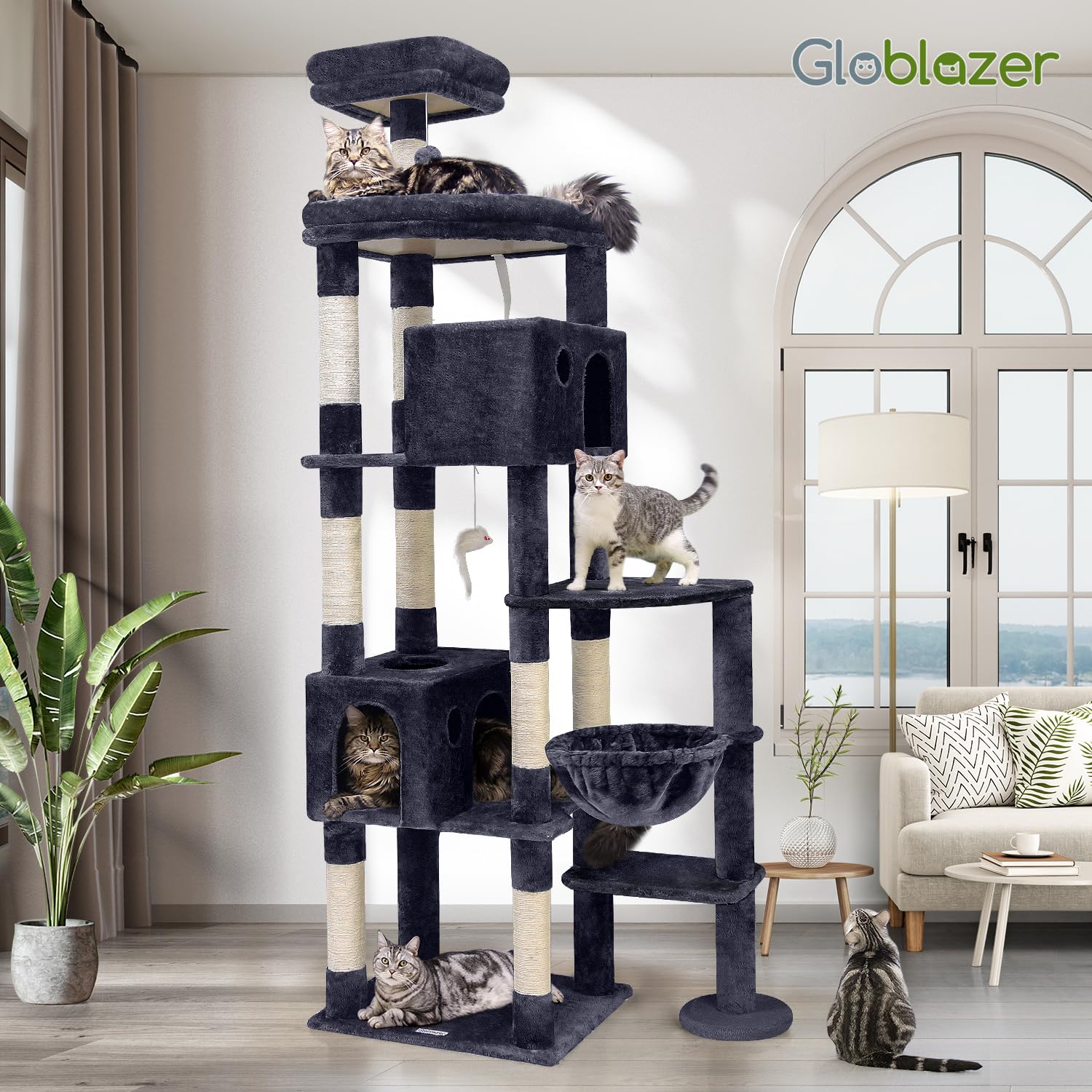 Globlazer Giant Cat Tree dark grey finish complements home décor