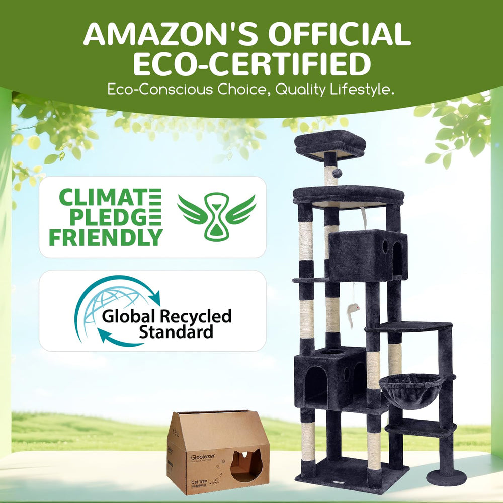 Globlazer Giant Cat Tree hanging toys boost interactive play for cats