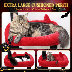 Globlazer Gothic Cat Tower bottom condo interior reveals enlarged, spacious hideaway.
