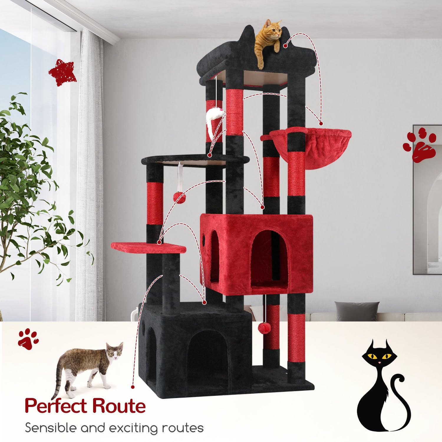 Globlazer Gothic Cat Tower designed for large cats like Maine Coons and multi-cat homes