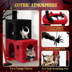 Globlazer Gothic Cat Tower rotating base detail demonstrates stability and interactive play.