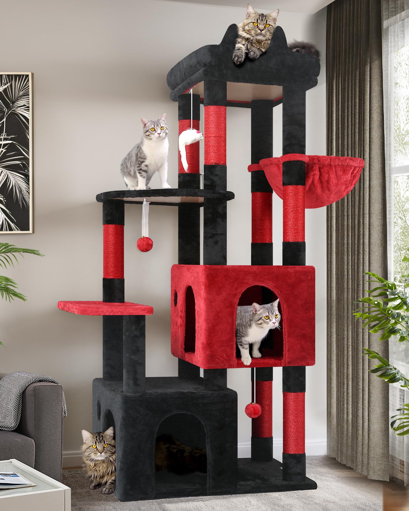 Globlazer Gothic Cat Tower top perch provides a spacious lounging area for large cats