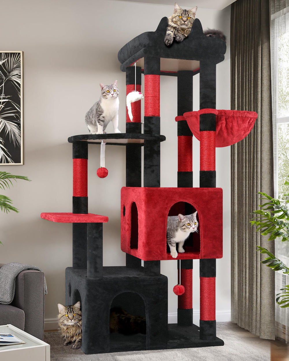 Globlazer Gothic Cat Tower top perch provides a spacious lounging area for large cats
