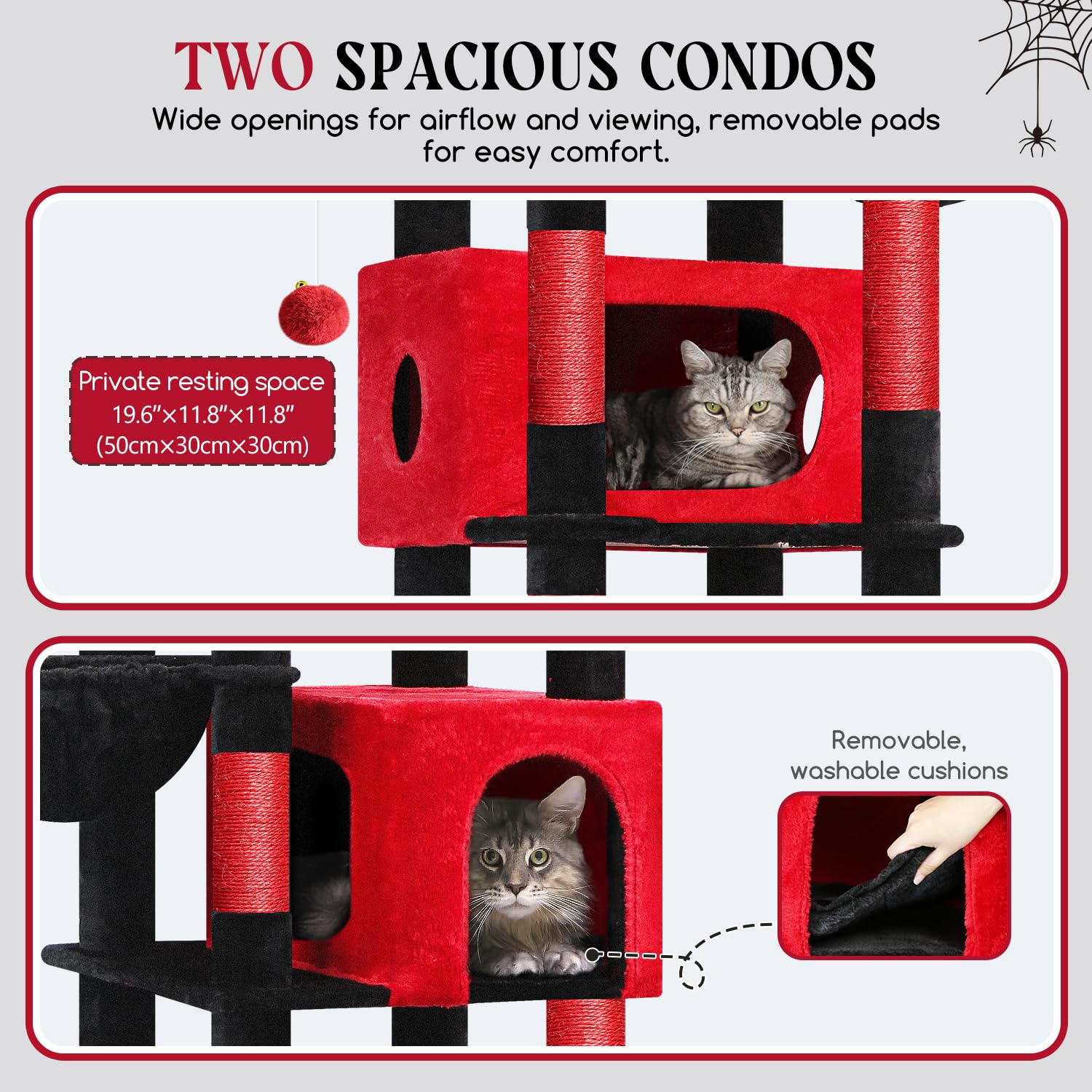 Globlazer Gothic Cat Tree 74in side view highlights tall structure and stability for large cats