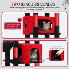 Globlazer Gothic Cat Tree 74in side view highlights tall structure and stability for large cats