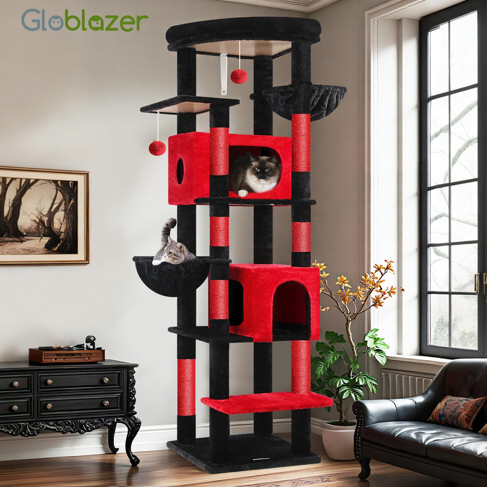 Globlazer Gothic Cat Tree anti-tip strap detail signals enhanced safety during play