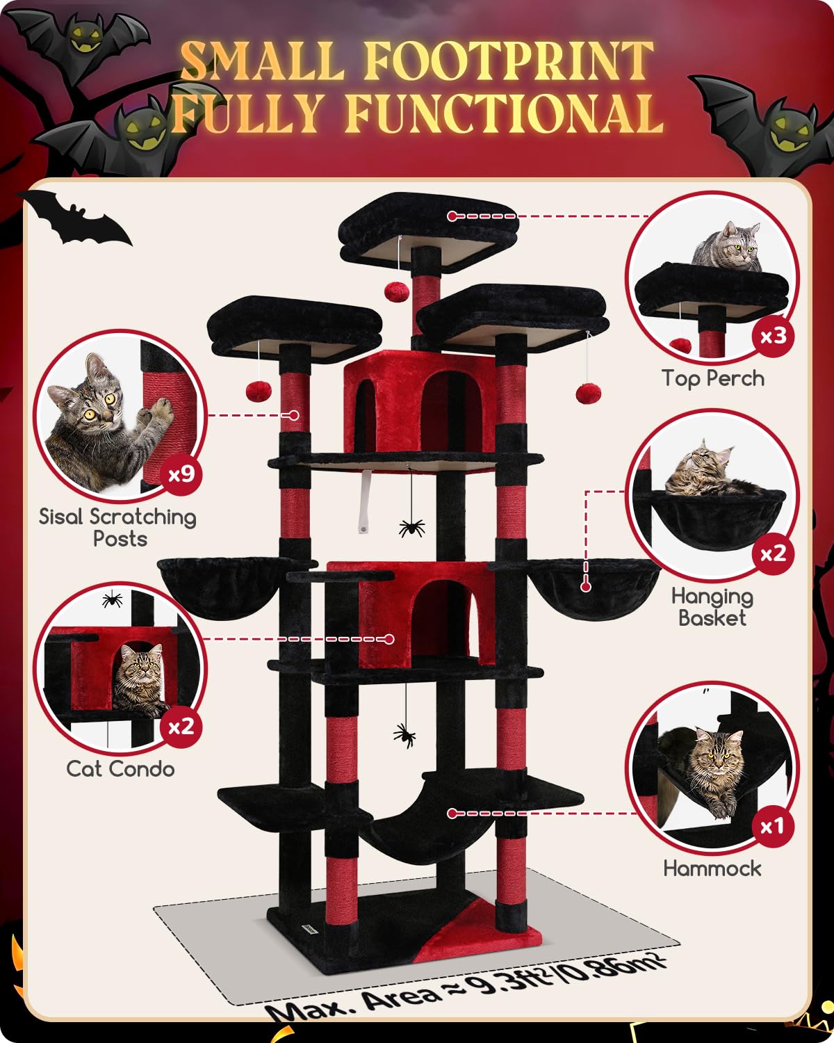 Globlazer Gothic Cat Tree multi-level design for active multi-cat households