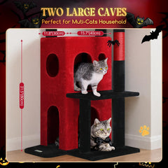 Globlazer Gothic Cat Tree scratching post offers durable surface for scratching and play.