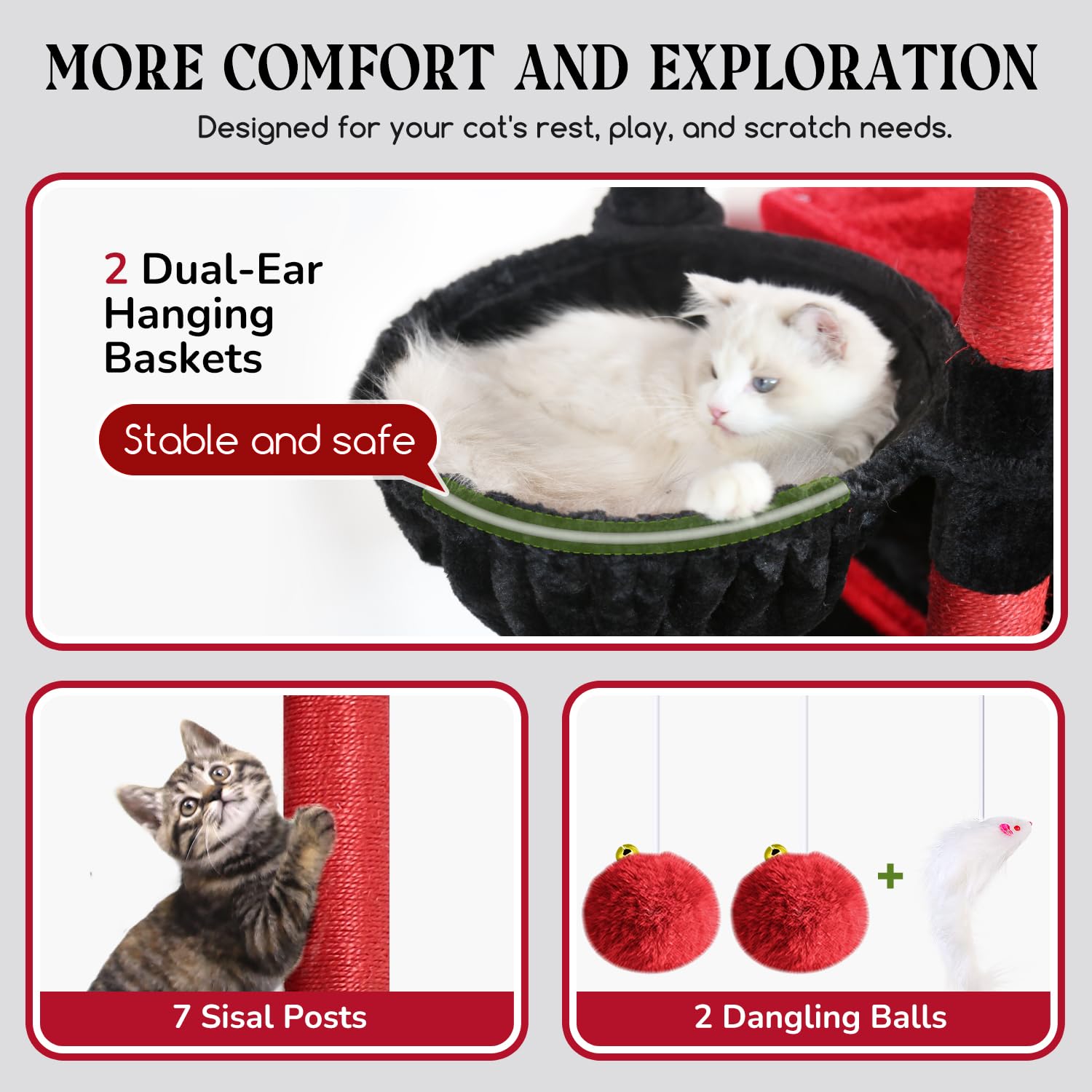 Globlazer Gothic Cat Tree natural sisal posts promote scratching and exercise