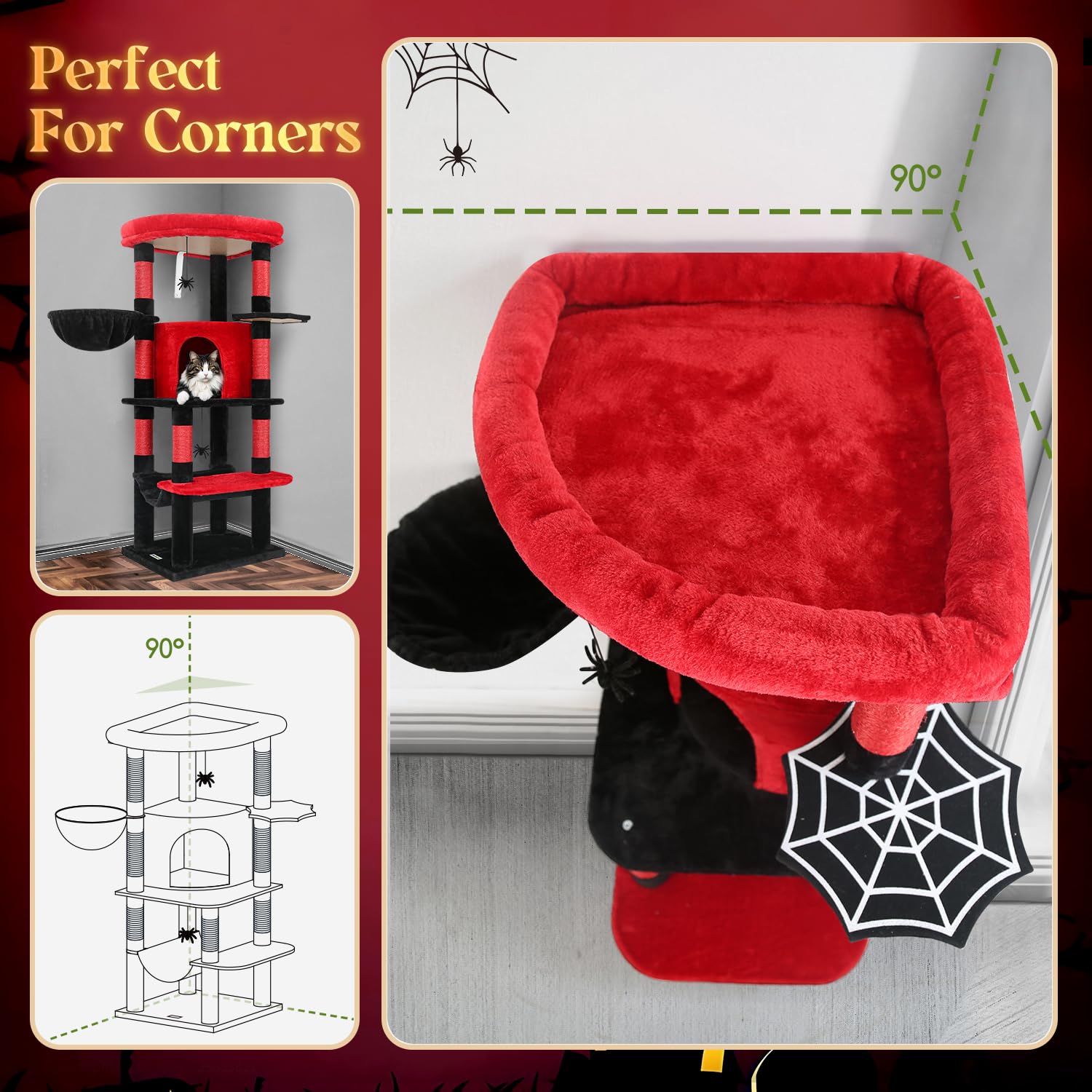 Globlazer Gothic Corner Cat Tree Tower seven natural sisal posts for scratching and protection.