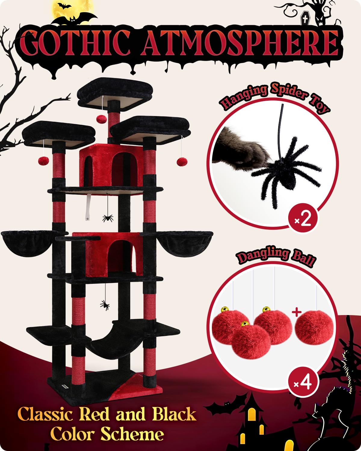 Globlazer Gothic Cat Tree sisal rope posts satisfy scratching needs