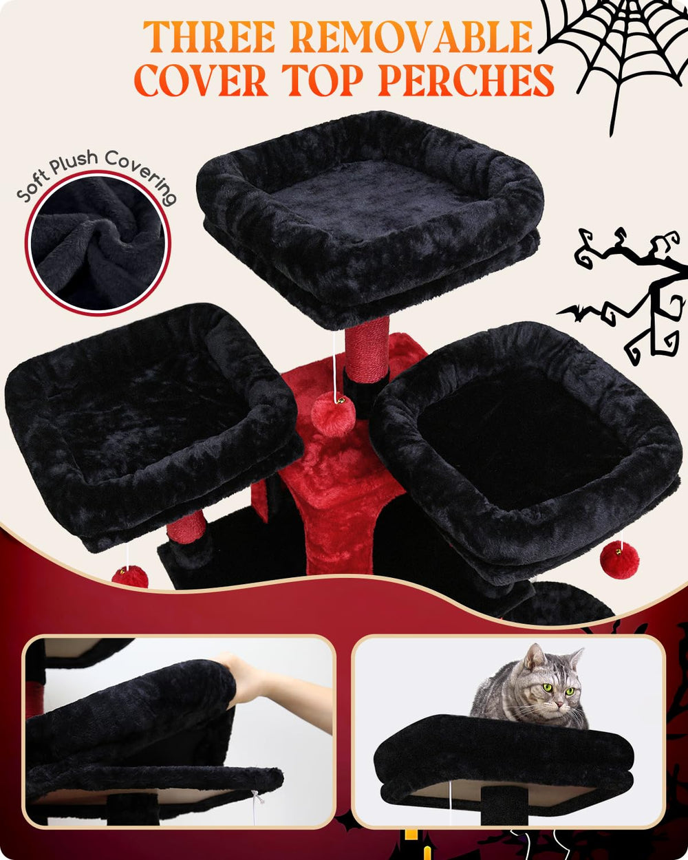 Globlazer Gothic Cat Tree top perches provide elevated vantage points