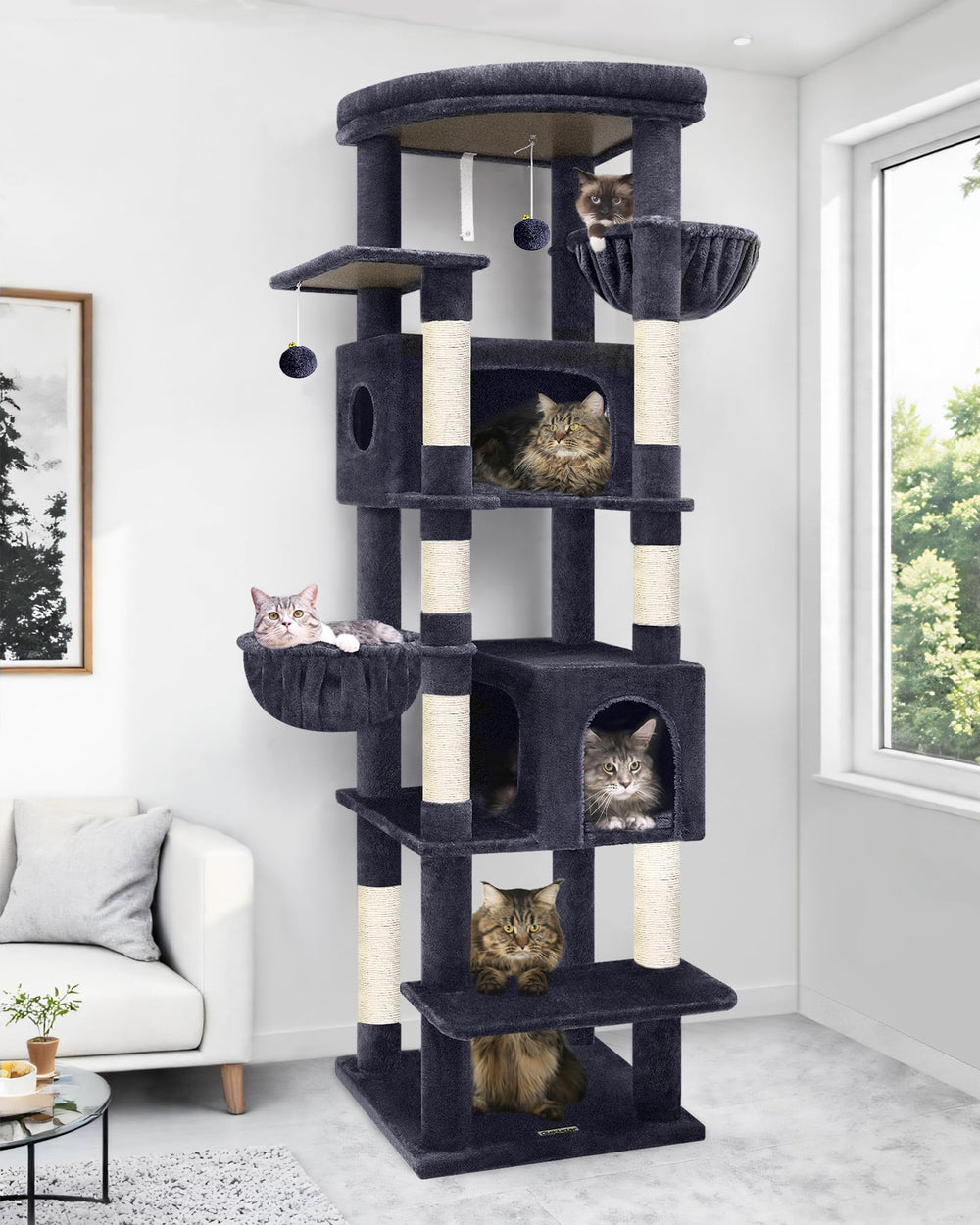 Globlazer heavy-duty cat tree 74in base stability for large cats