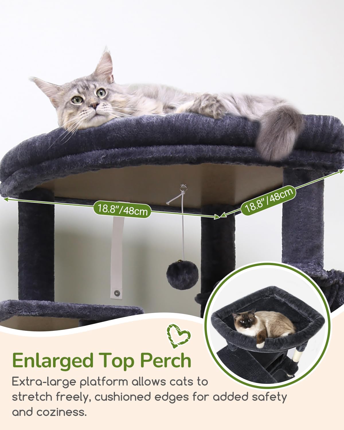 Globlazer cat tree enlarged top perch provides elevated view for curious cats