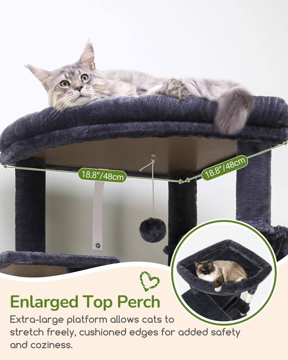 Globlazer cat tree enlarged top perch provides elevated view for curious cats