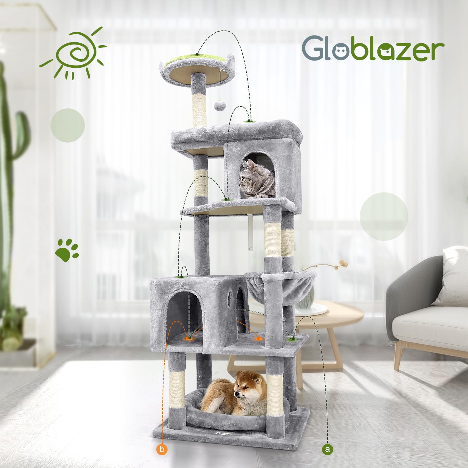 Globlazer heavy duty cat tree hammock highlights versatile lounging and naps.