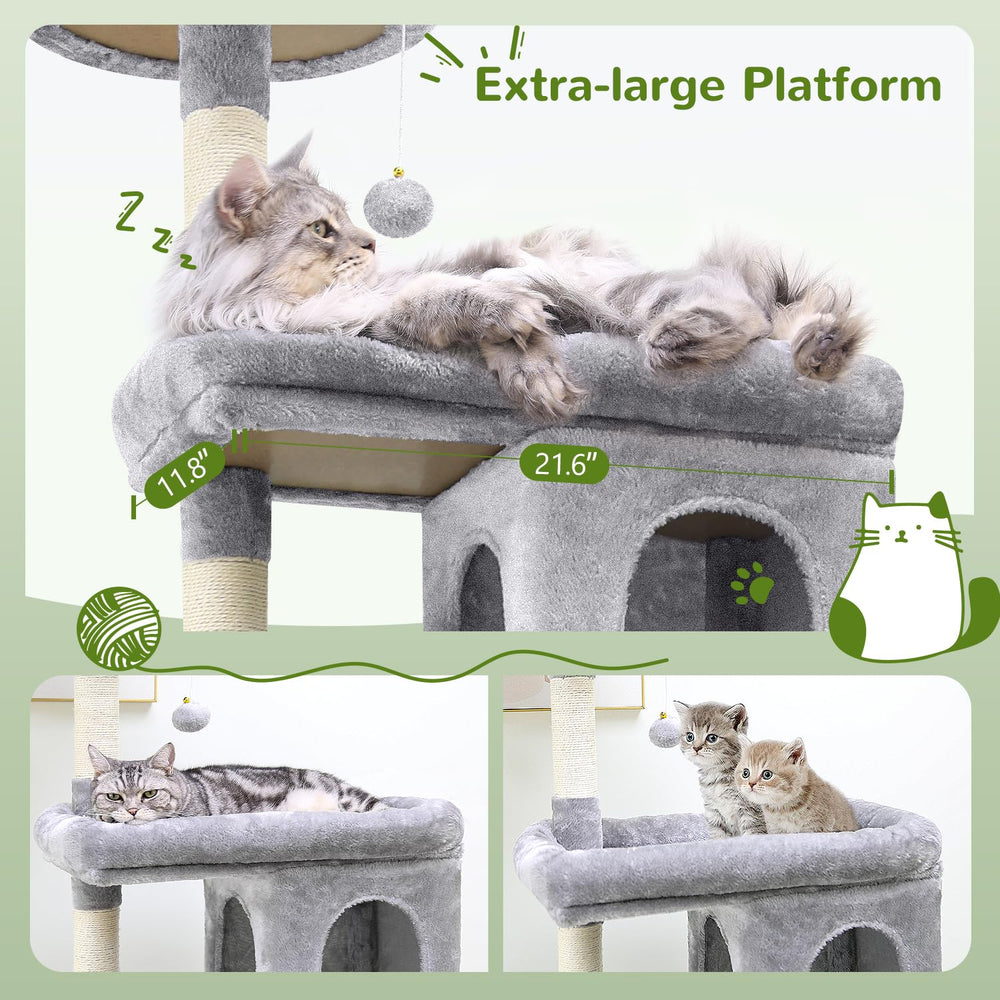 Globlazer heavy duty cat tree oversized platform provides roomy resting space.