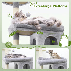 Globlazer heavy duty cat tree oversized platform provides roomy resting space.