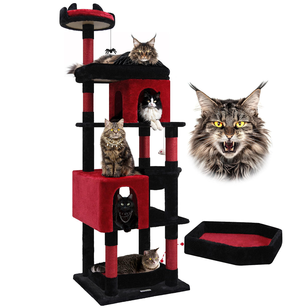 Globlazer heavy duty gothic cat tree 72in front view showcases towering castle silhouette with sturdy base.