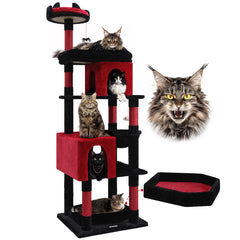 Globlazer heavy duty gothic cat tree 72in front view showcases towering castle silhouette with sturdy base.