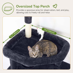 Globlazer large cat tower shows five sisal posts for durable scratching and furniture protection.