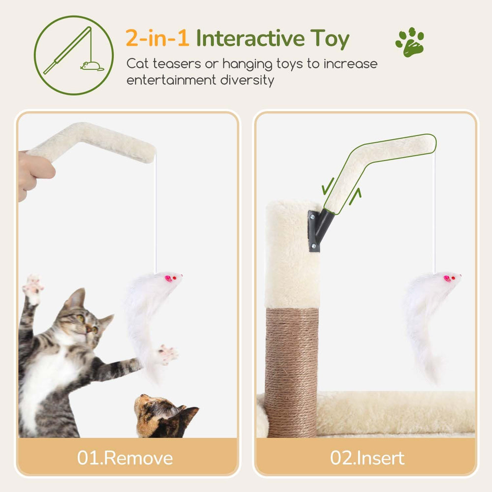 Globlazer Large Cat Tree cat teaser wand engages play and bonding
