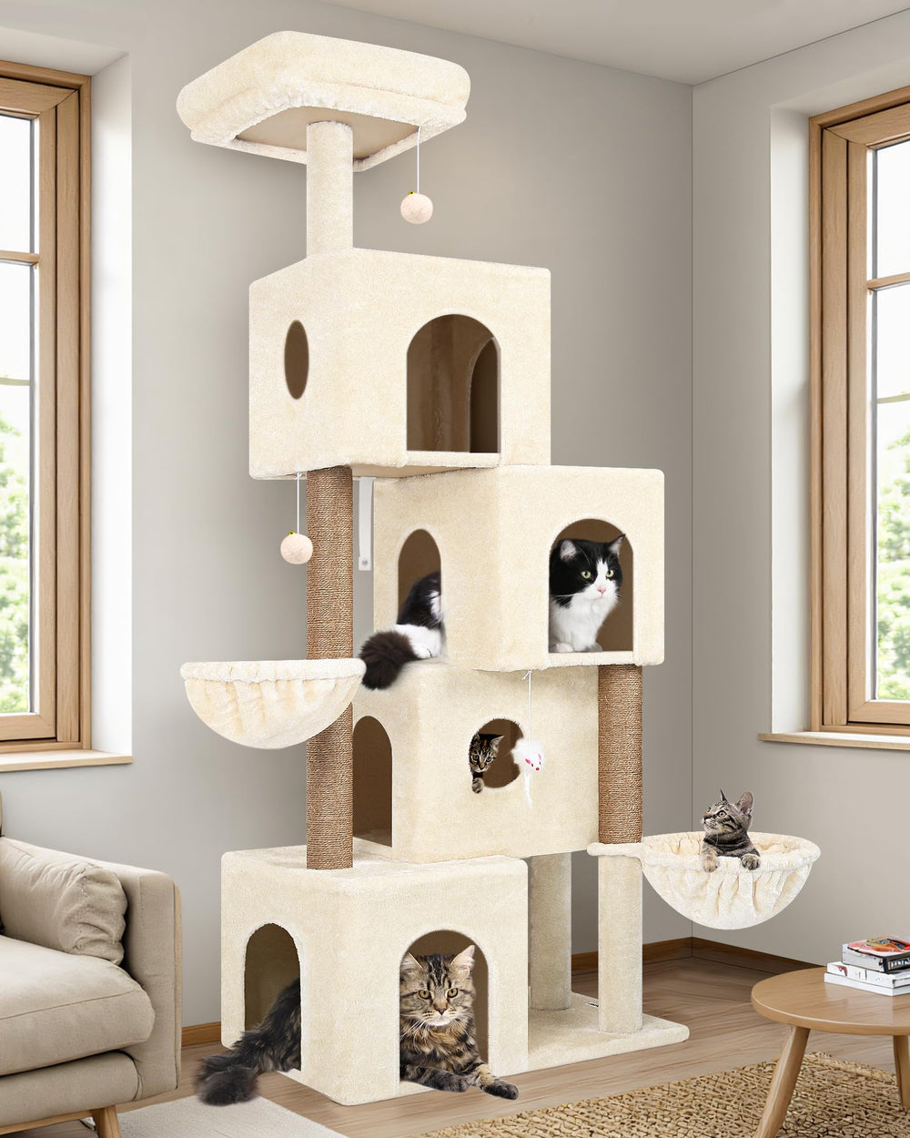 Globlazer cat tree top perch offers elevated lounging and a comfy view.
