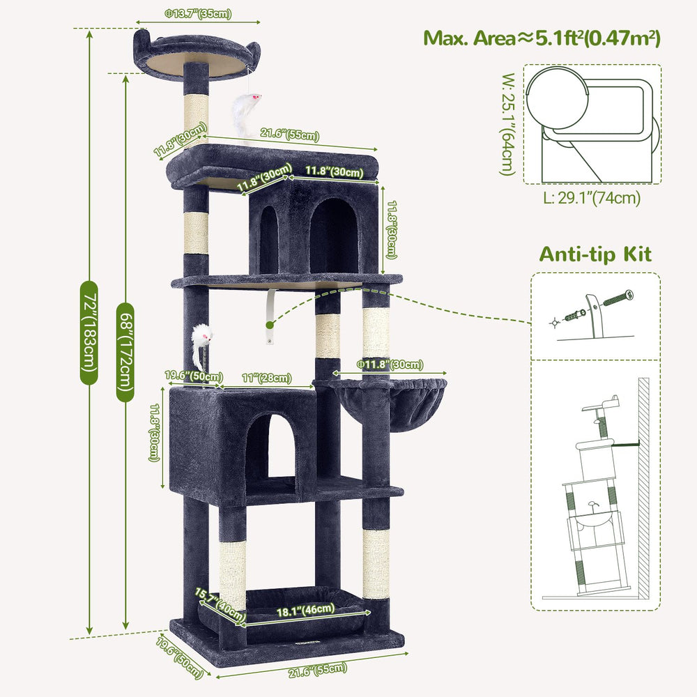 Globlazer six scratching posts encourage healthy scratching and play.