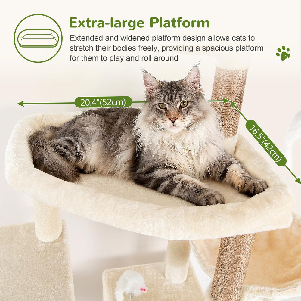 Globlazer sturdy cat tree 68-inch top perspective highlights climbing routes for exploration