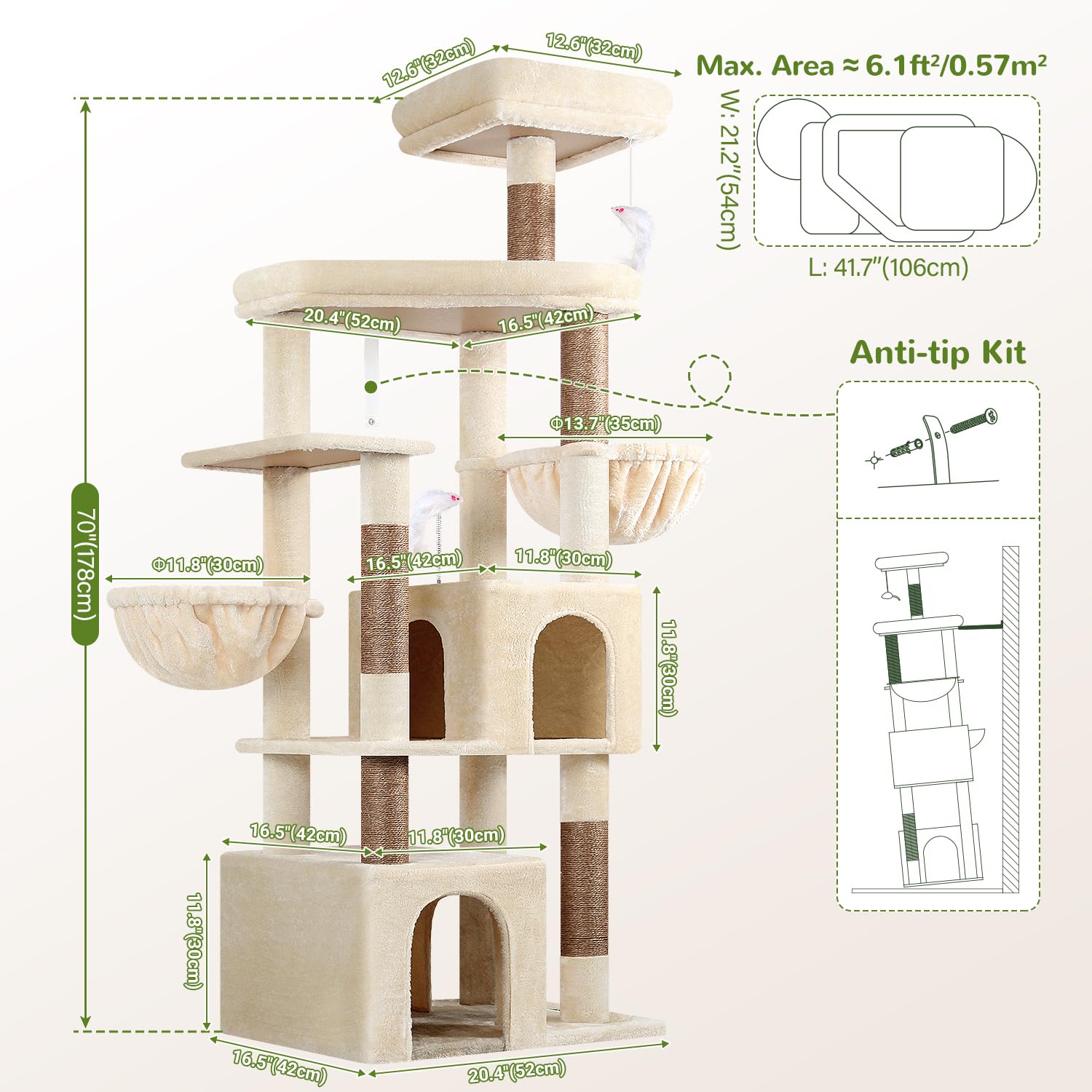 Globlazer sturdy cat tree base close-up emphasizes enhanced stability for tall towers