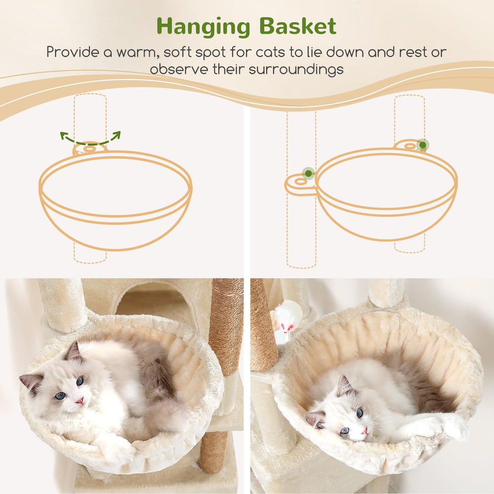 Globlazer sturdy cat tree five scratching posts support active scratching and exercise