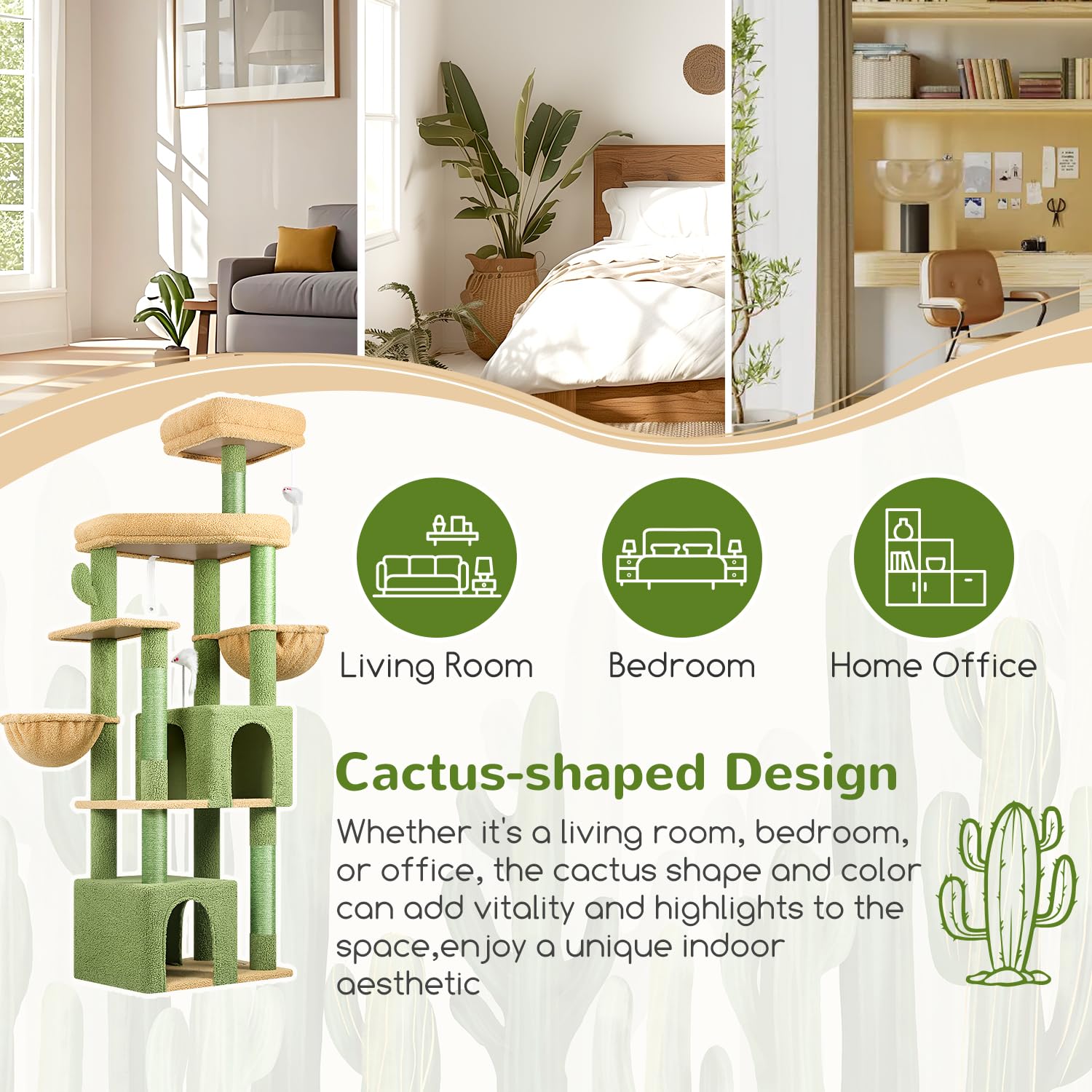 Globlazer Sturdy Cat Tree green fabric finish delivers durable lounging comfort.