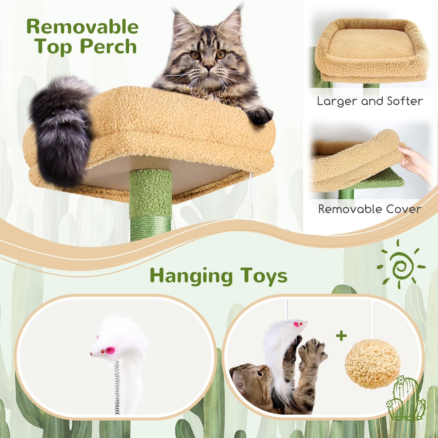 Globlazer Sturdy Cat Tree thick base enhances stability during tall climbs.