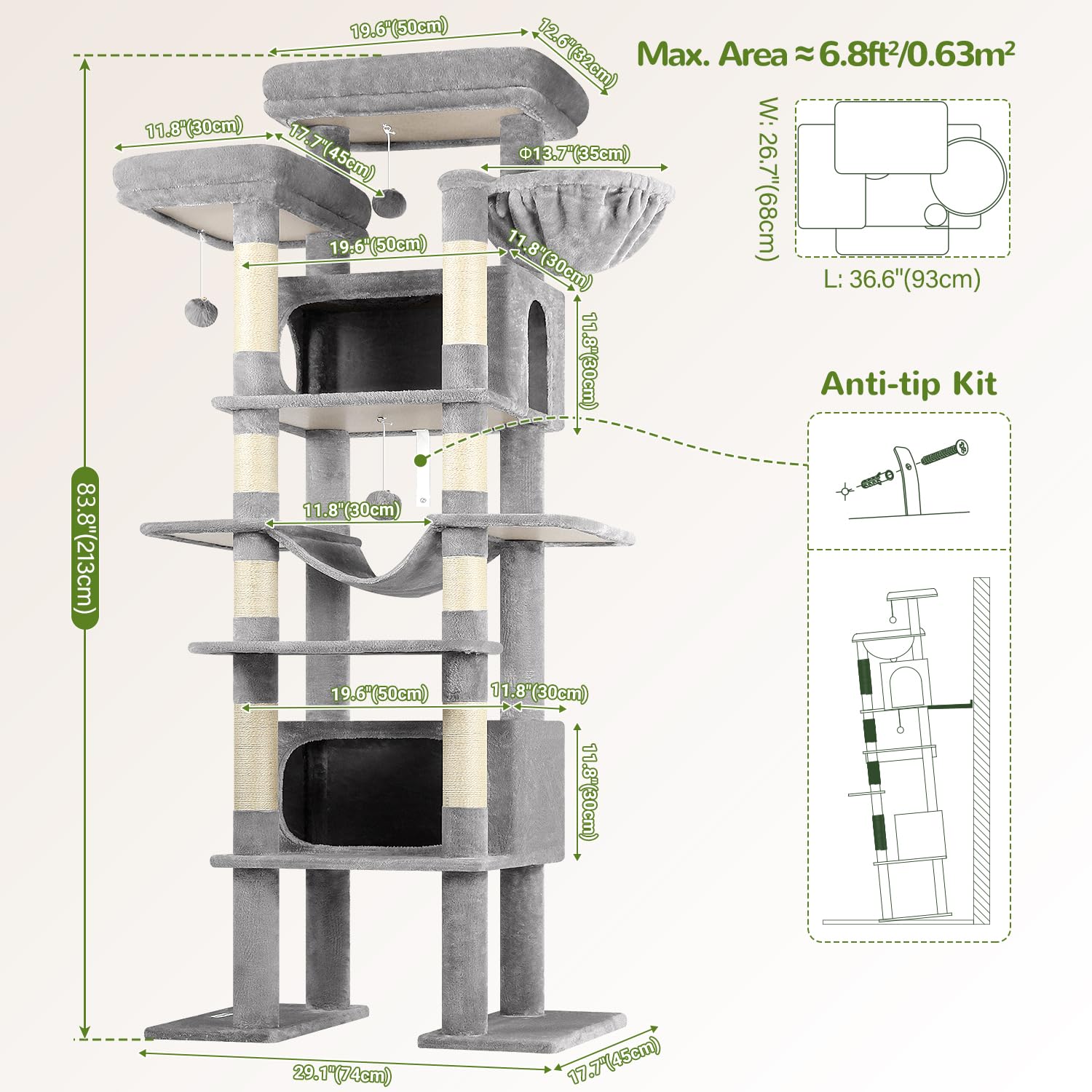 Globlazer XXL cat tree assembly diagram shows easy setup with labeled parts