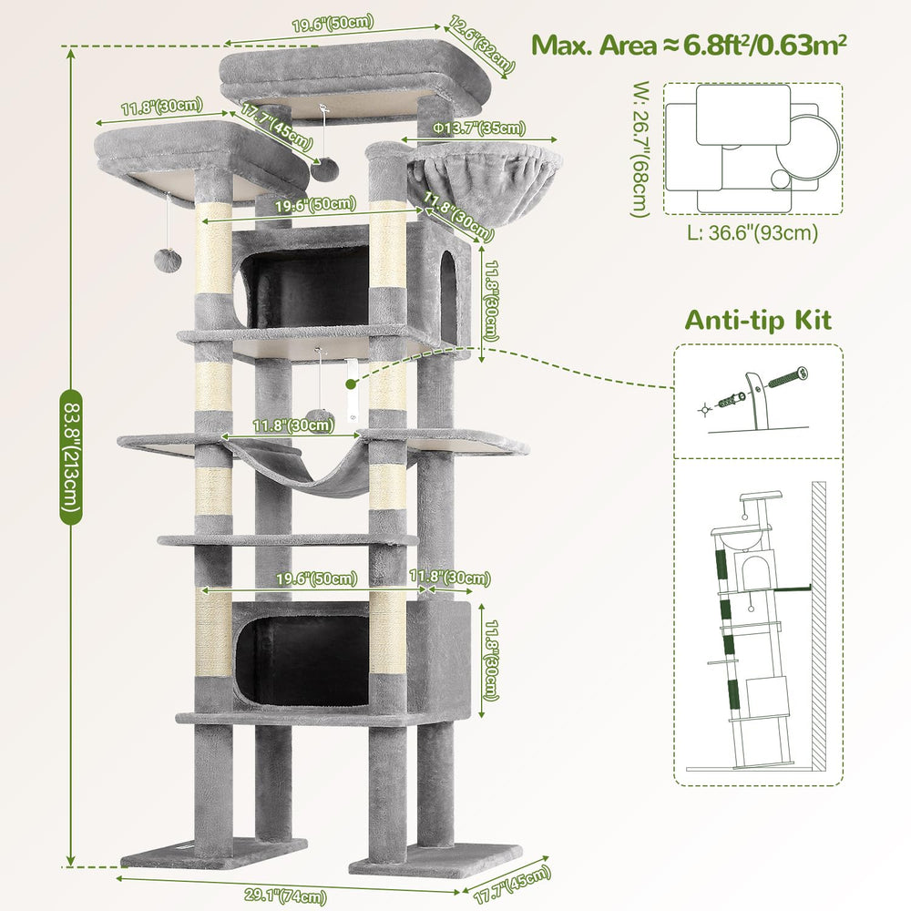 Globlazer XXL cat tree assembly diagram shows easy setup with labeled parts