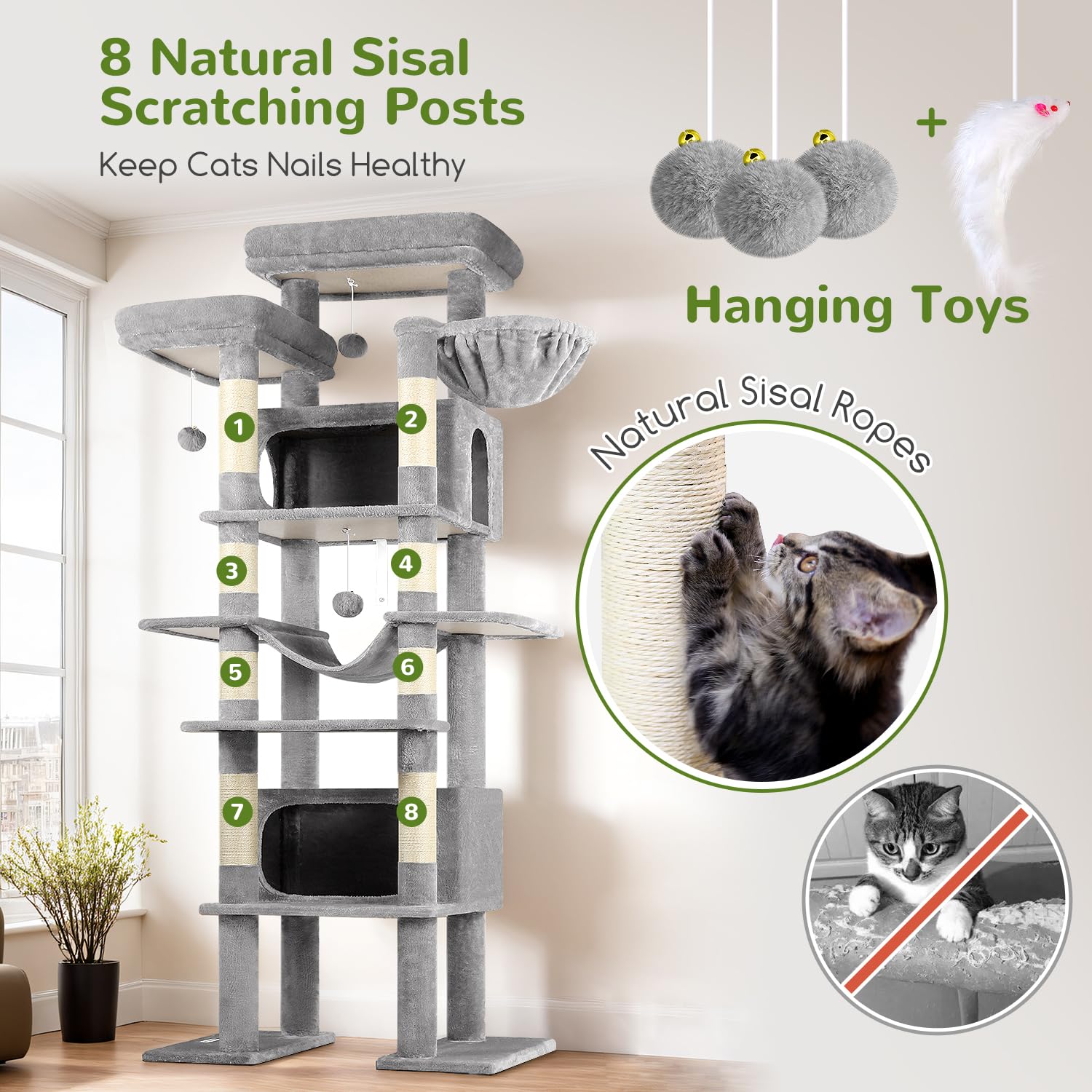 Globlazer XXL cat tree hammock image shows cozy hanging basket for naps