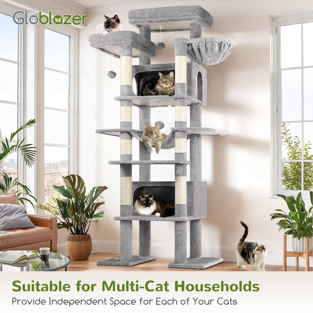 Globlazer XXL cat tree sisal posts closeup highlights durable scratch posts protecting furniture