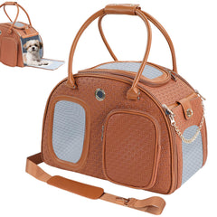 GLOBLYTE dog purse carrier front view with chic PU leather for stylish travel