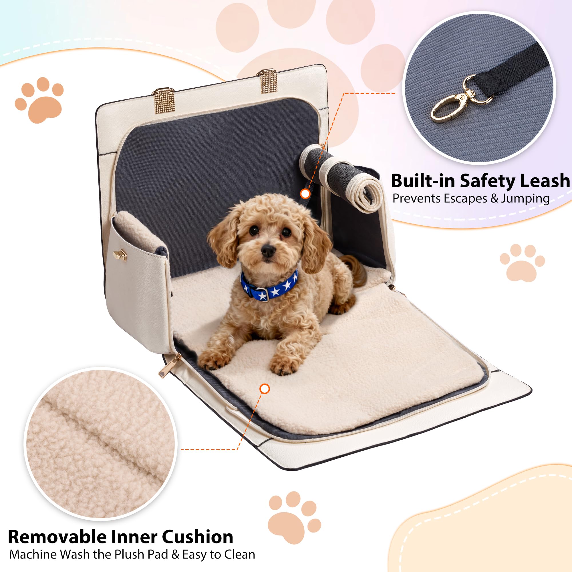Globlyte dog purse carrier washable cushion keeps pet comfort clean after trips